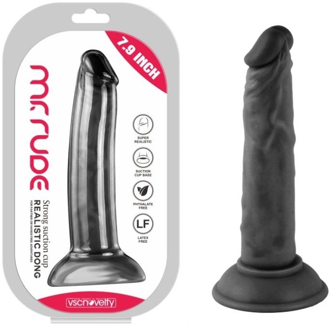 Cutie Mr Rude Realistic Dong, 7.9 inch, ventuza puternica, fara ftalati, fara latex