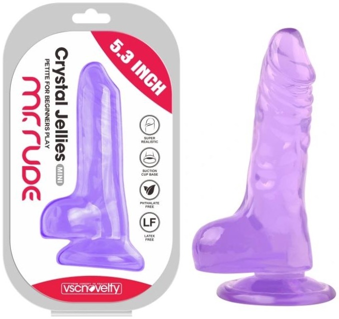 Mini dildo realistic VSCNOVELTY Crystal Jellies violet TPE 13.5cm vedere principala