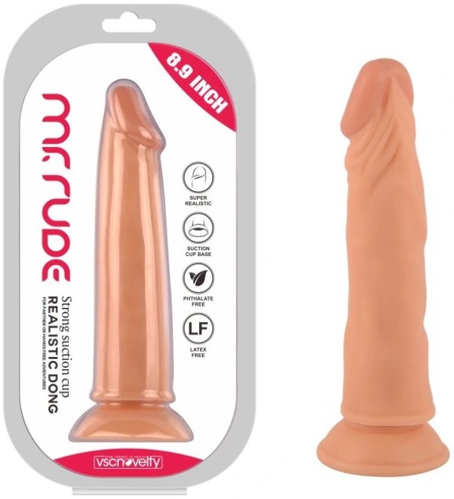Cutie Mr Rude 22,6 cm, ventuza puternica, fara ftalati, fara latex