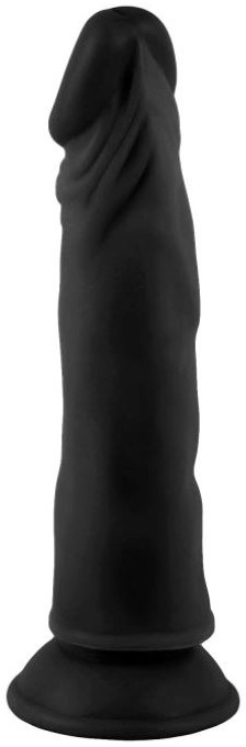 Dildo realistic Mr Rude 22,6 cm, negru mat, baza ventuza