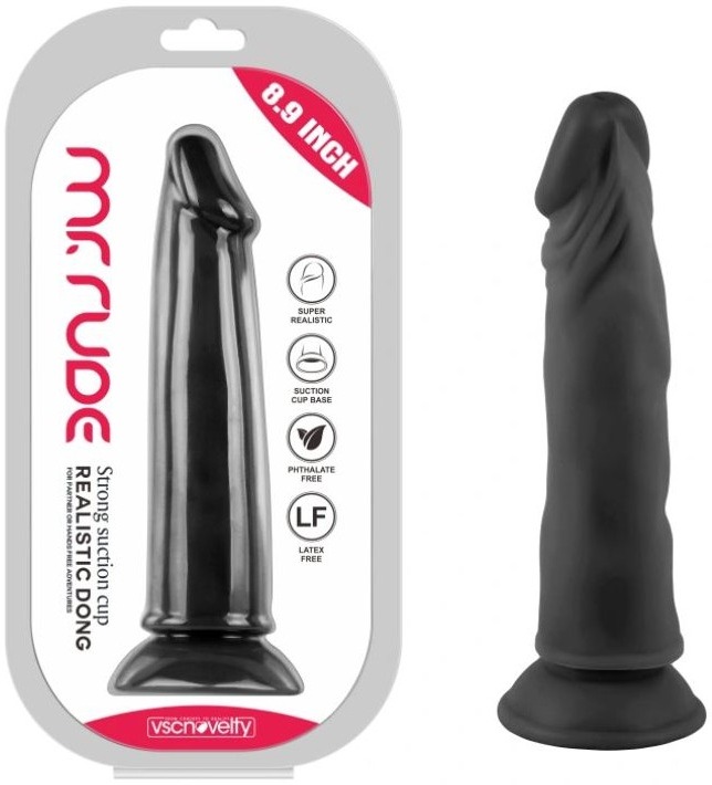 Cutie Mr Rude 22,6 cm, ventuza puternica, fara ftalati, fara latex