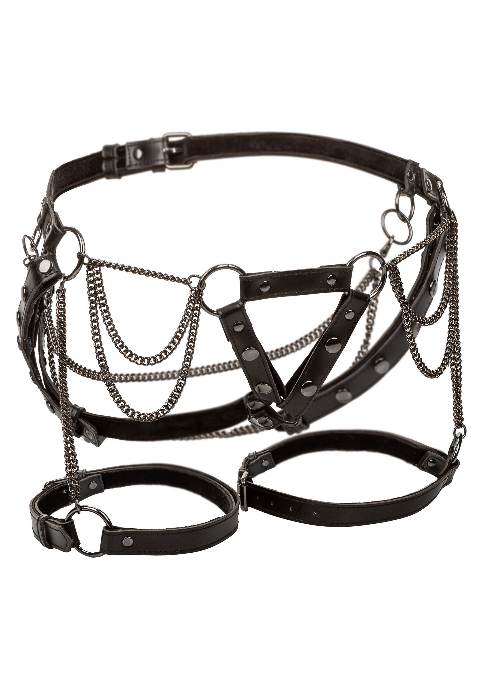 Harnasament cu lanturi Plus CalExotics Euphoria negru vedere frontala