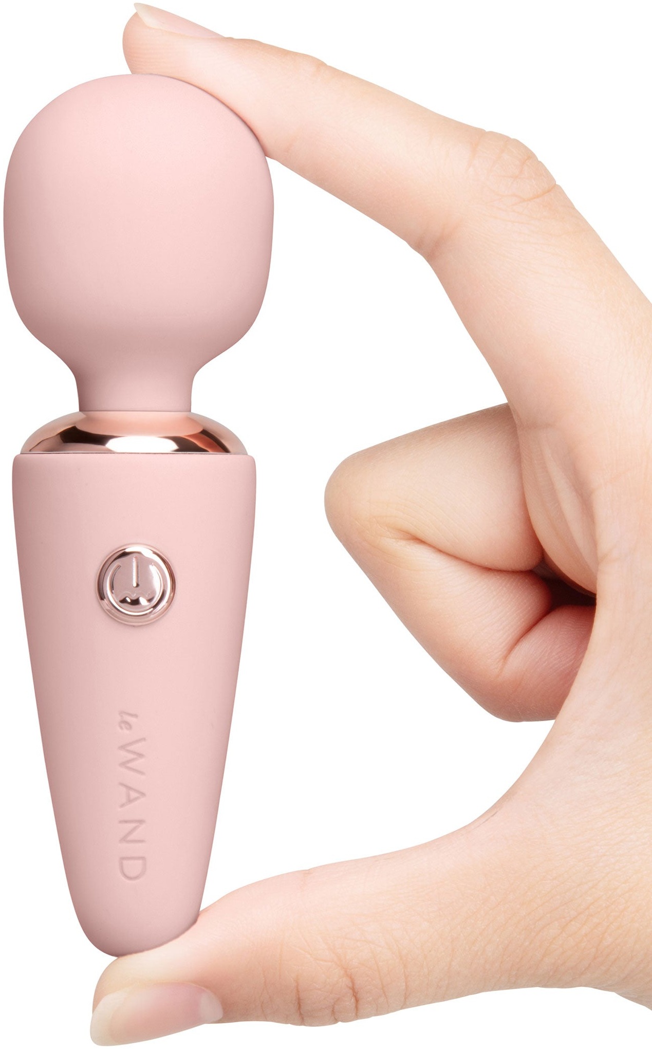 Le Wand Mini Micro Wand rose gold vibrator masaj compact reincarcabil USB-C IPX5 silicon roz auriu