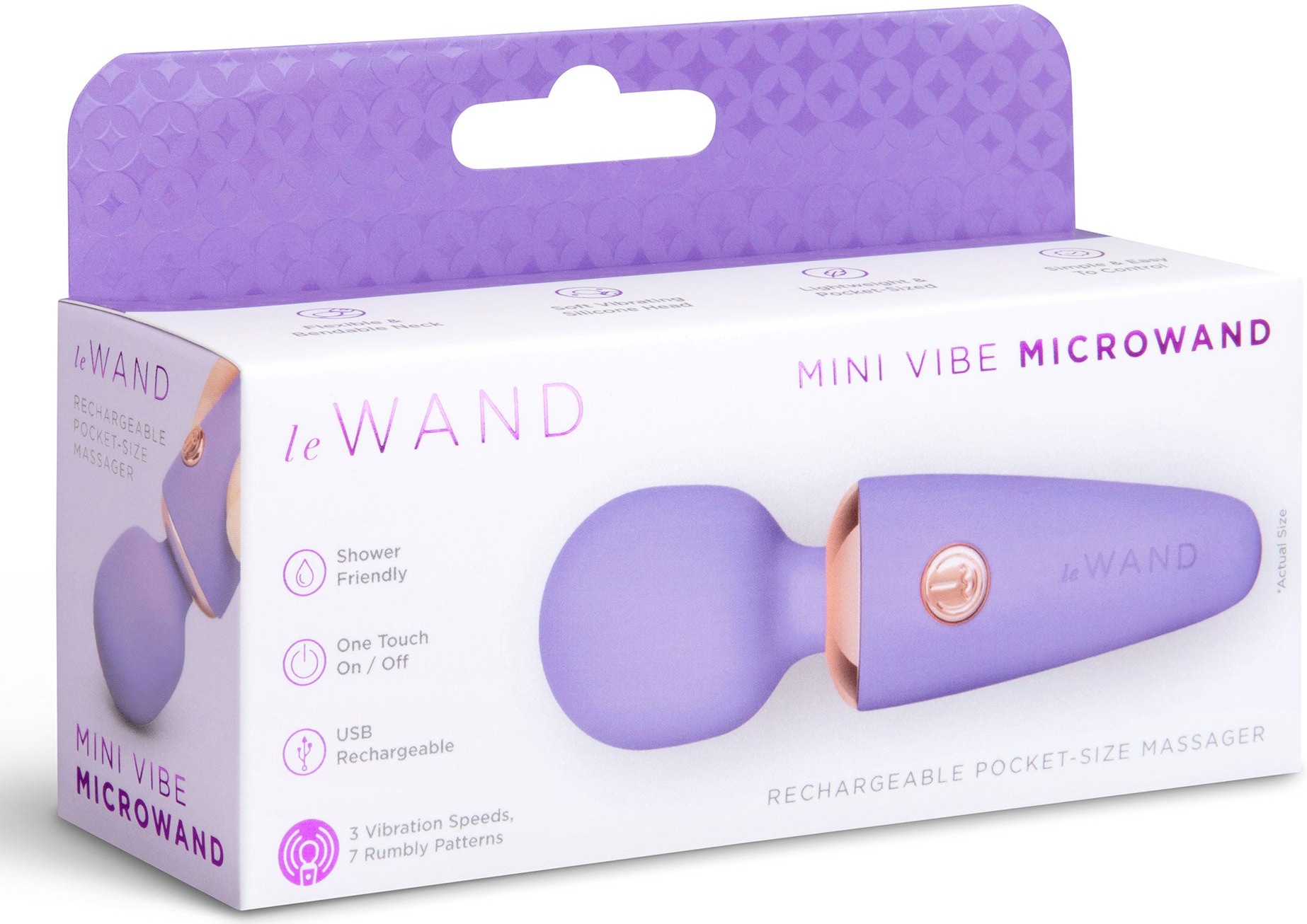 Le Wand Mini Violet cutie ambalaj retail 10 moduri vibratie 3 viteze USB-C IPX5