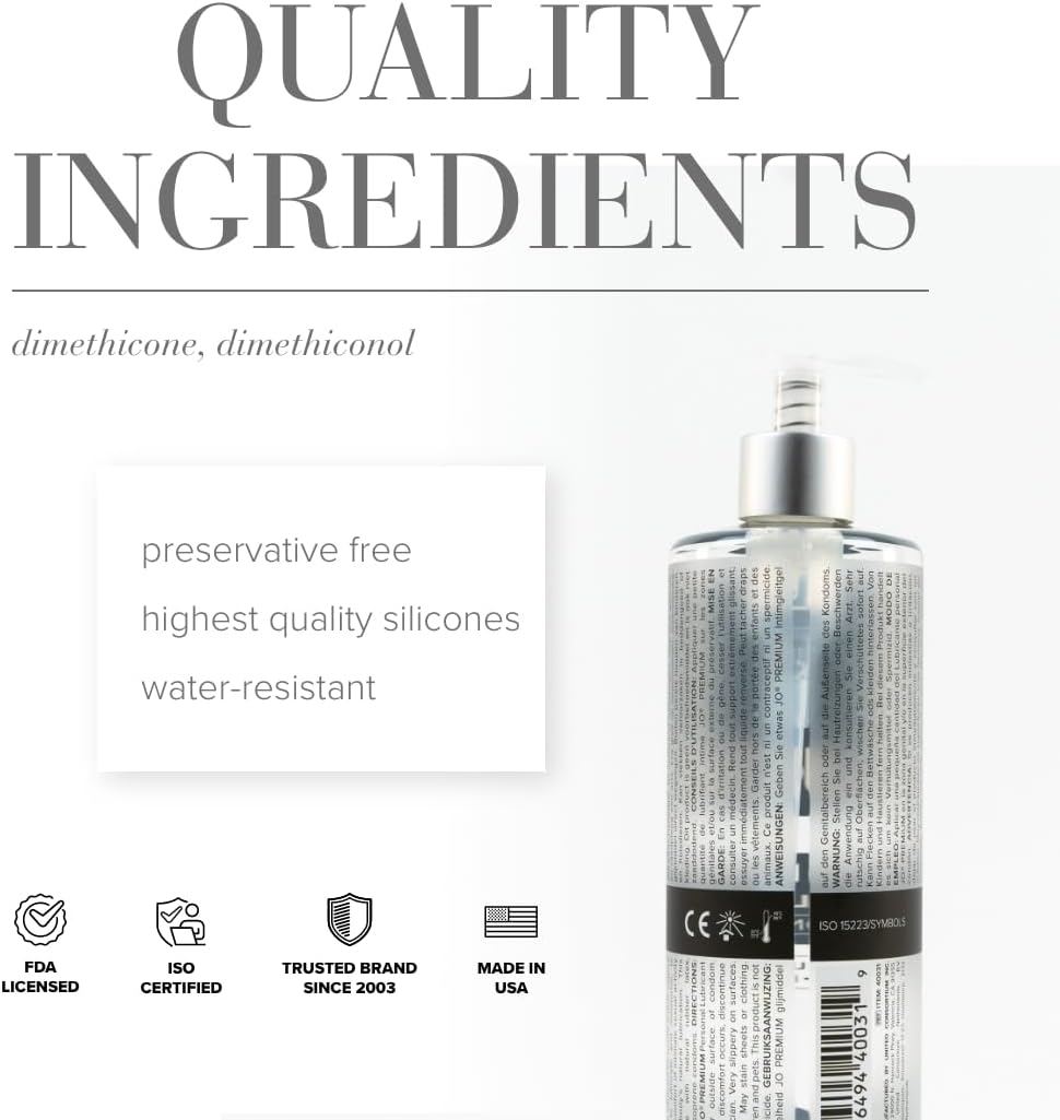 JO Premium Original specificatii tehnice 480ml siliconic Dimethicone rezistent apa System JO California SUA