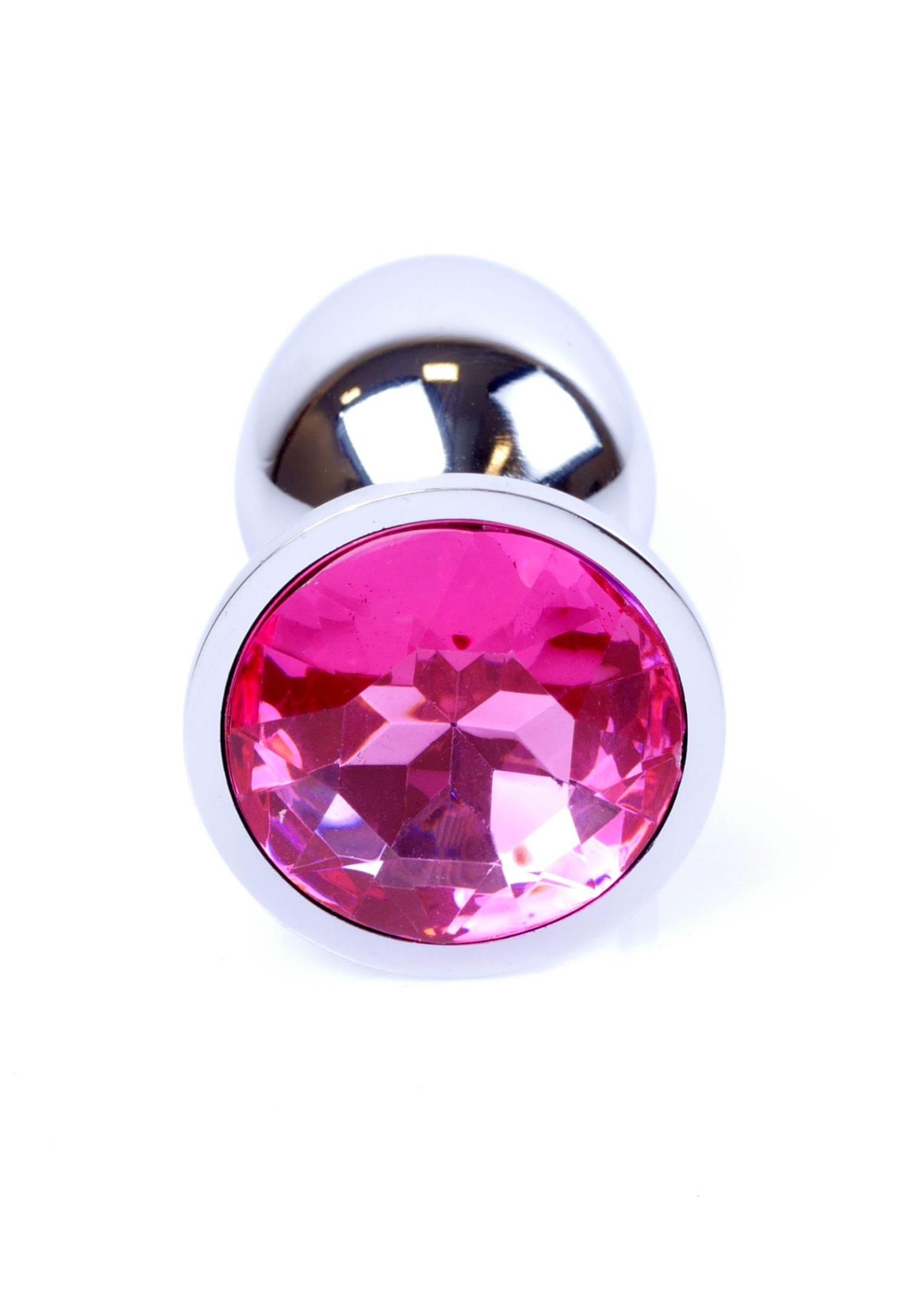 Plug Jewellery Silver Pink, otel inoxidabil lustruit cu cristal roz fatetat