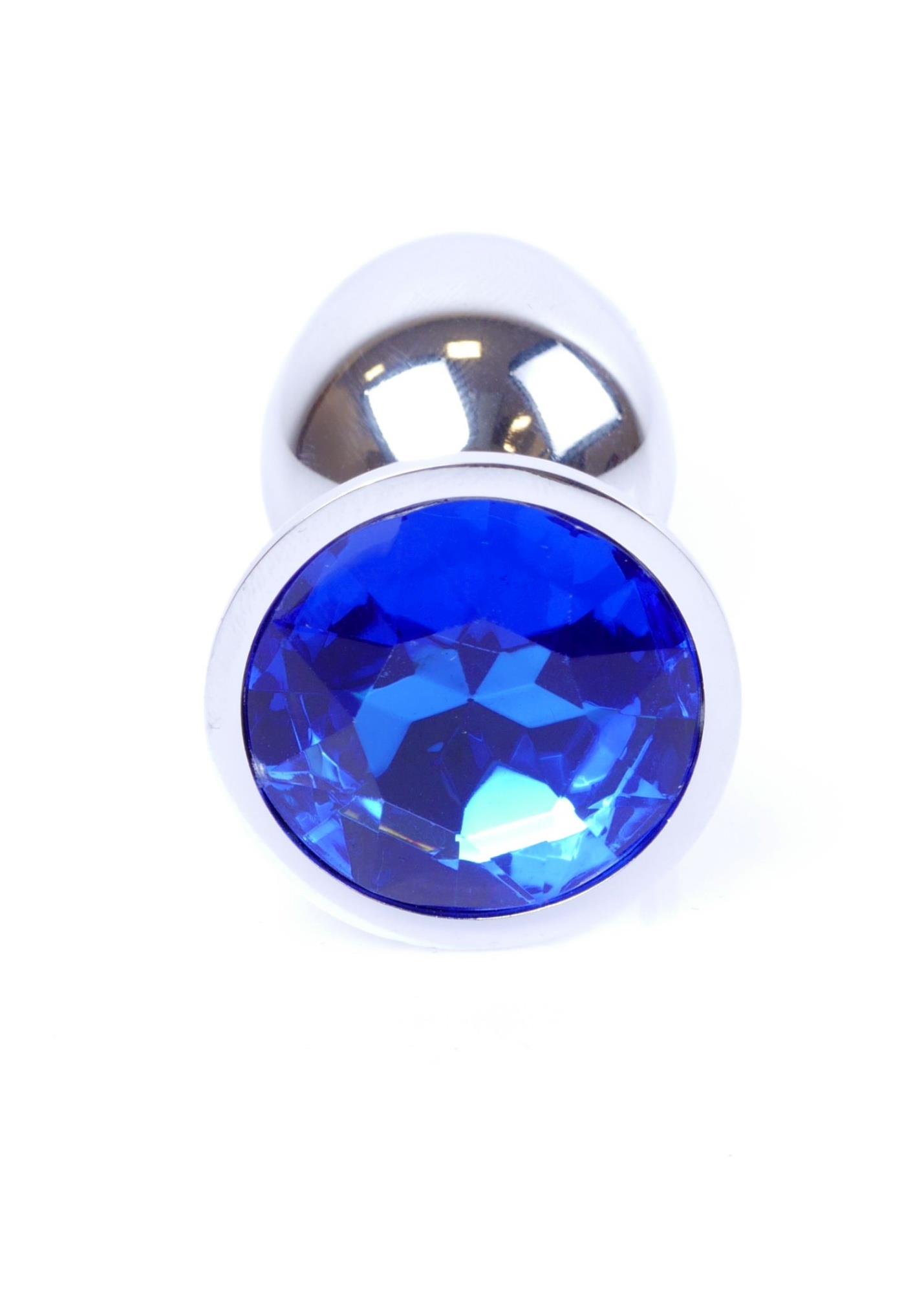 Plug Jewellery Silver Dark Blue, otel inoxidabil lustruit cu cristal albastru inchis fatetat