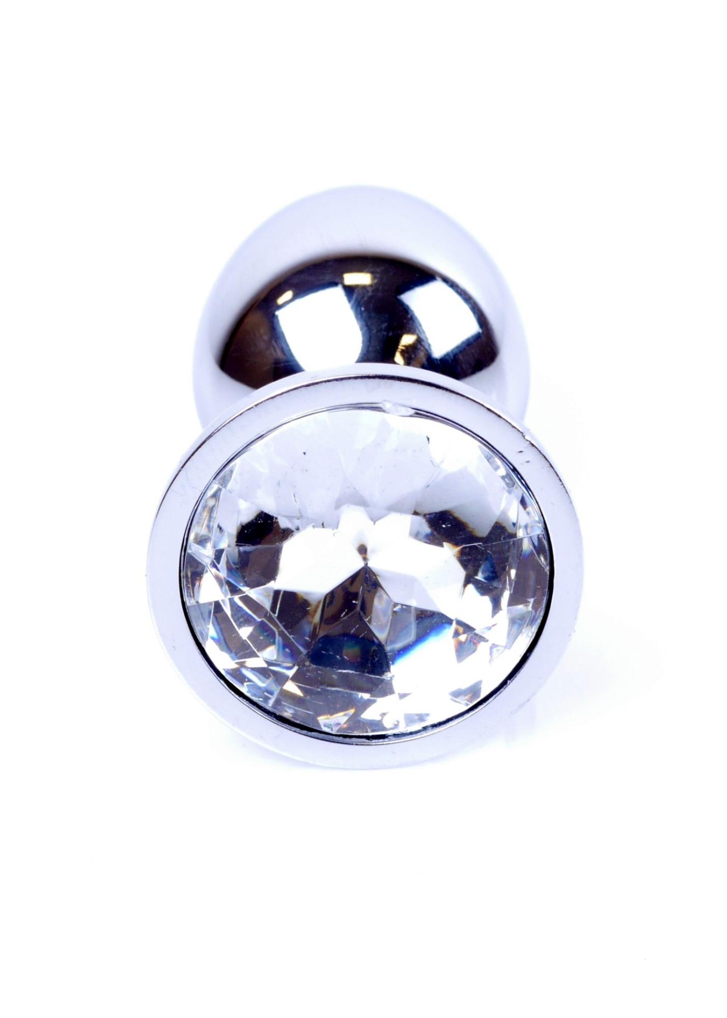 Plug Jewellery Silver Clear, otel inoxidabil lustruit cu cristal transparent fatetat