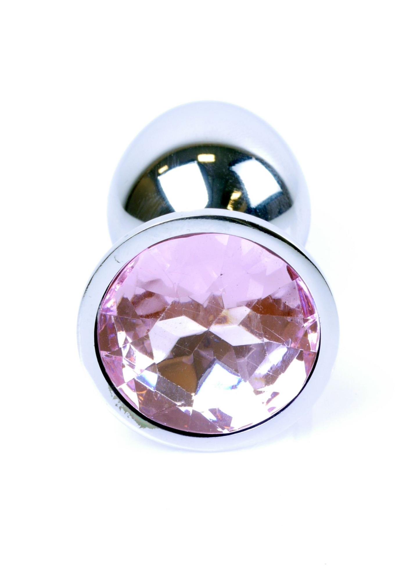 Plug Jewellery Silver Rose, otel inoxidabil lustruit cu cristal roz pal fatetat