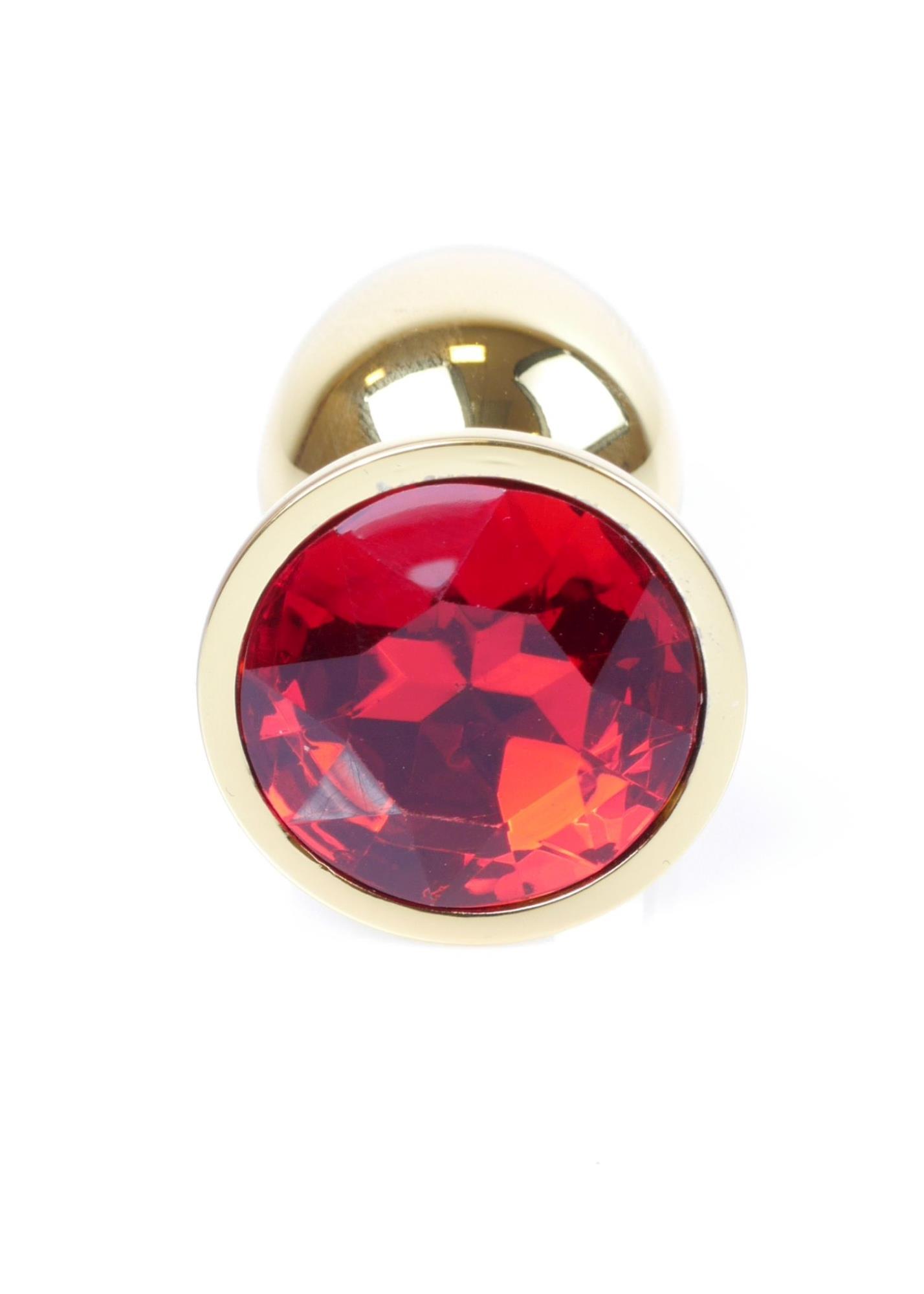 Plug Jewellery Gold Red, otel inoxidabil placat auriu cu cristal rosu fatetat