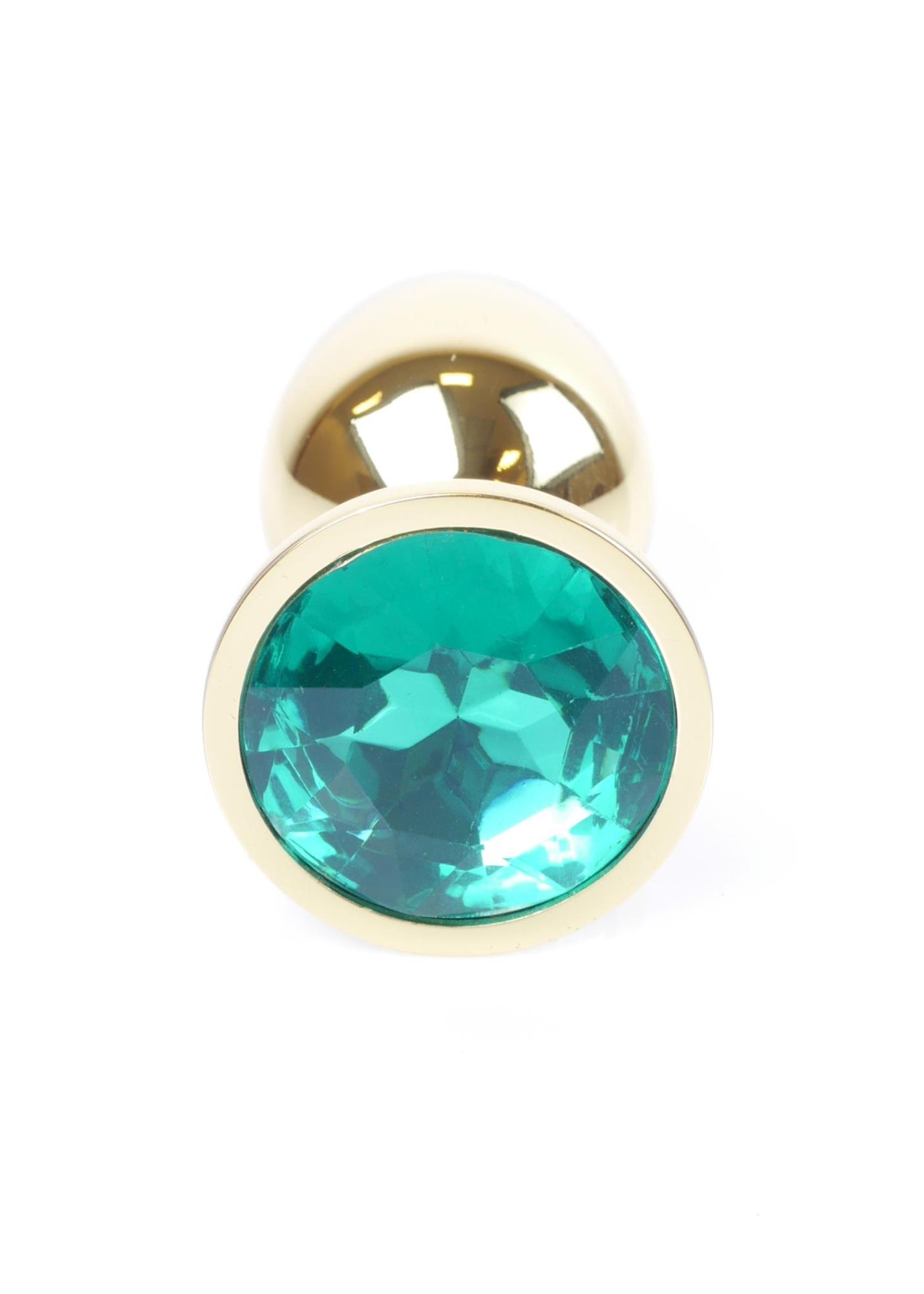 Plug Jewellery Gold Green, otel inoxidabil placat auriu cu cristal verde fatetat