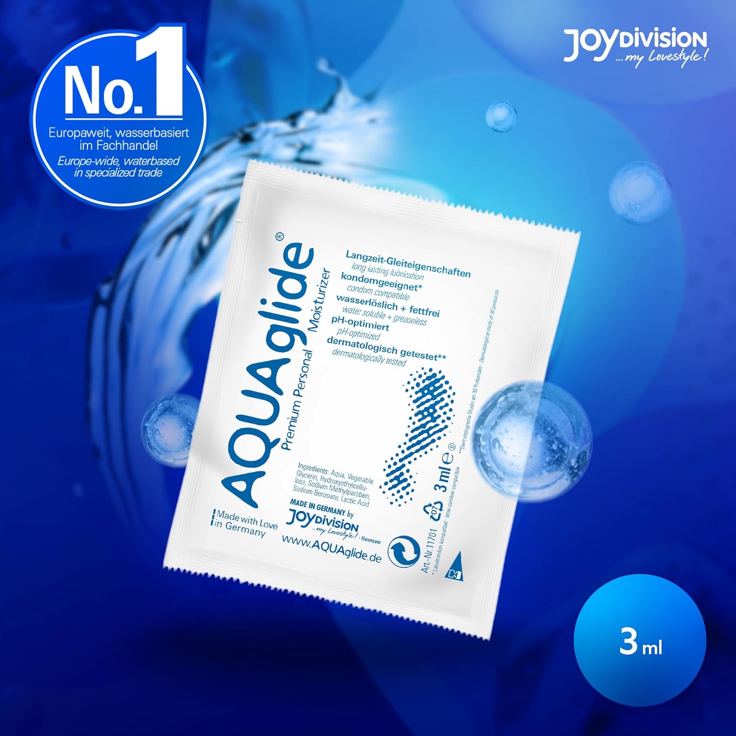 Lubrifiant AQUAglide 3ml plic individual JoyDivision 150ml total vegan food grade fara grasimi inodor calatorie