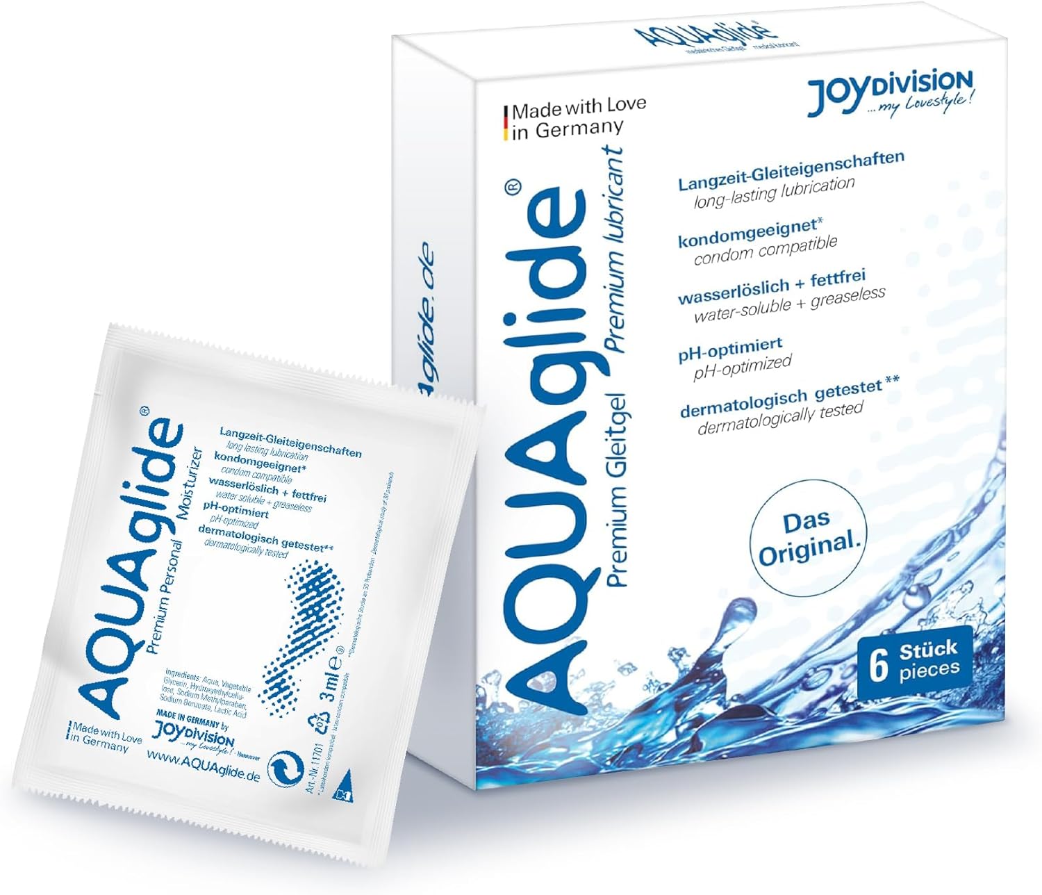 AQUAglide Original 50 plicuri x 3ml JoyDivision lubrifiant medical pe baza de apa mereu proaspat compatibil latex
