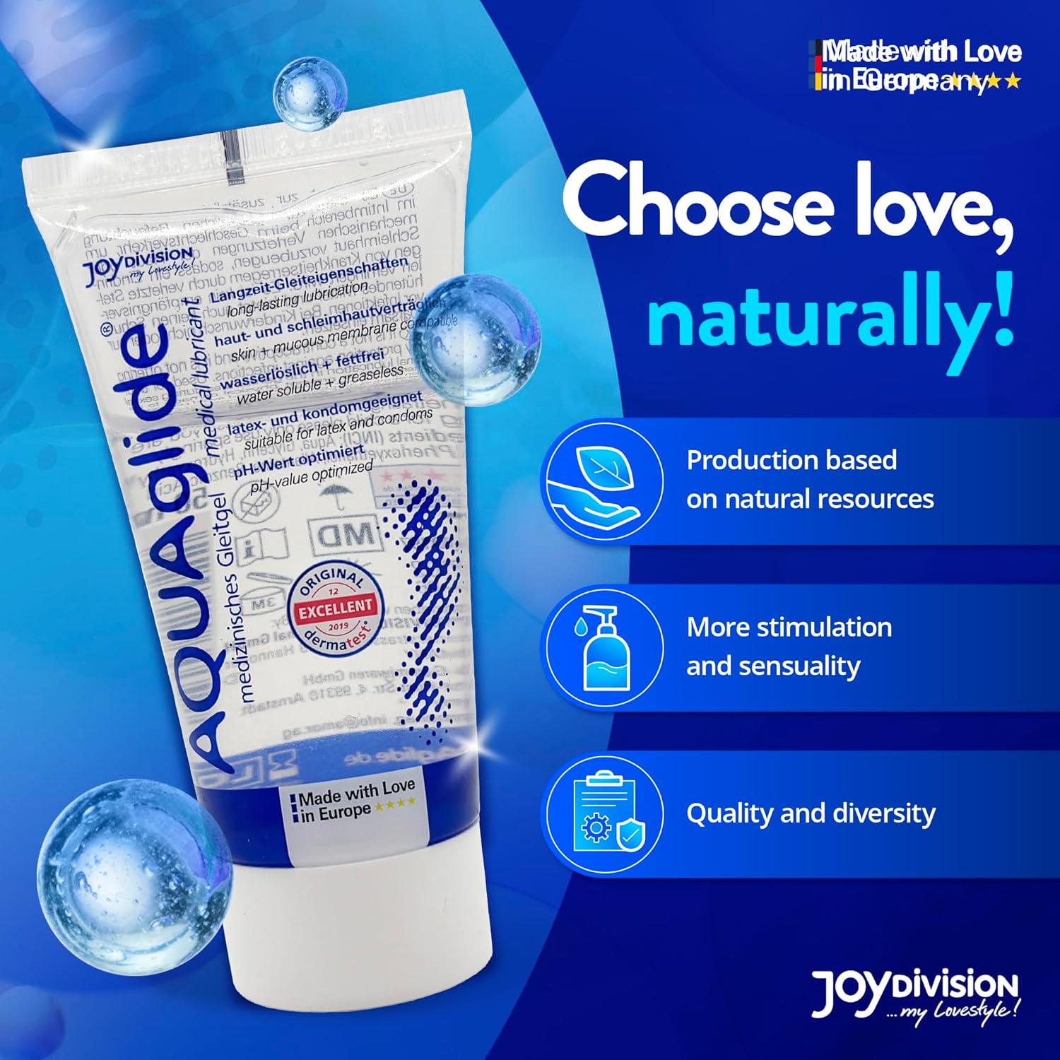 AQUAglide JoyDivision 50ml lubrifiant ingrediente INCI Aqua Glycerin Hydroxyethylcellulose Phenoxyethanol Allantoin