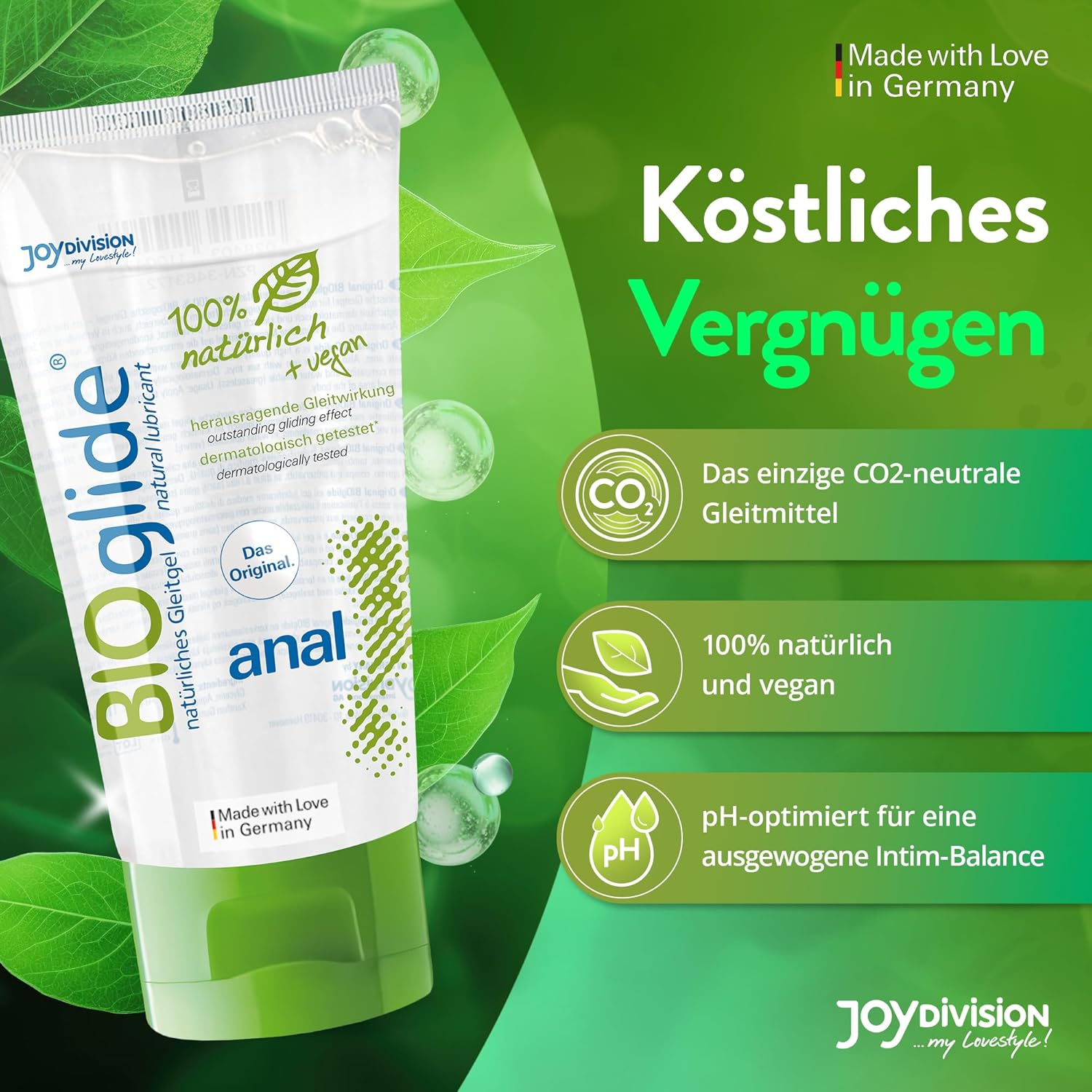 BIOglide Anal JoyDivision specificatii tehnice ingrediente BDiH certificare compatibilitate prezervative 80ml tub