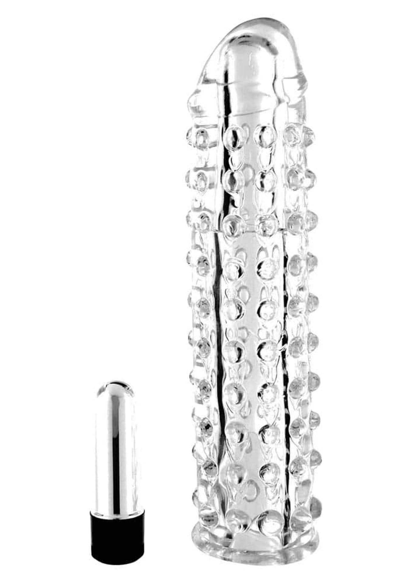 Manson prelungitor penis transparent proeminente vibrator 16cm