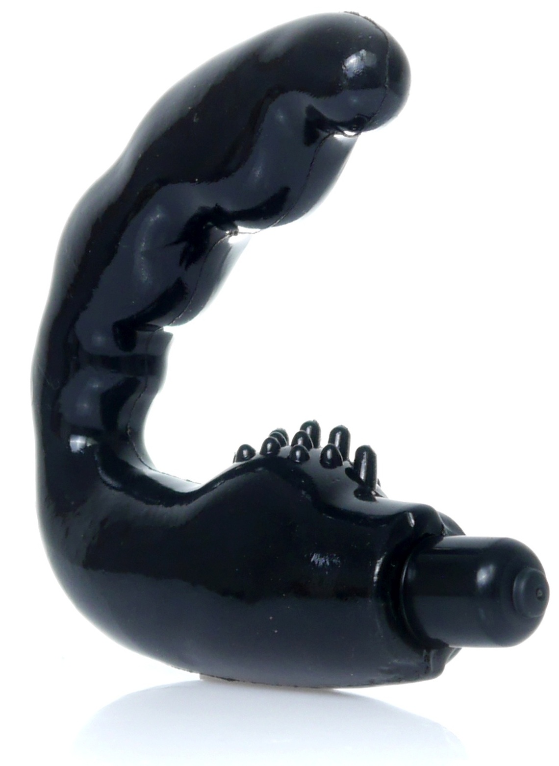 Stimulator de prostata Anal Fantasy Black, vedere din unghi cu capatul curbat