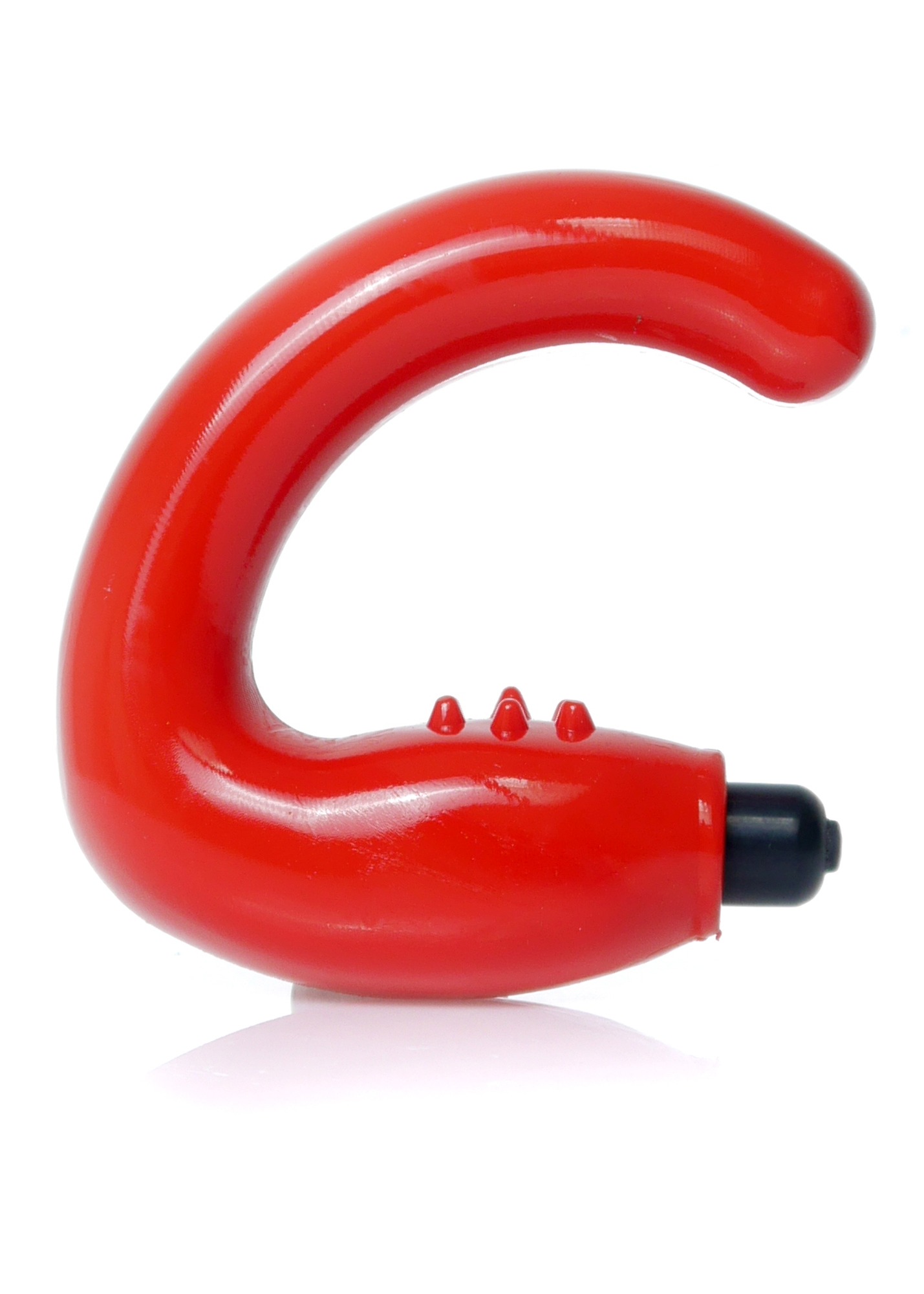 Stimulator de prostata Anal Fantasy Red, forma curbata in C, cu proeminente pentru perineu