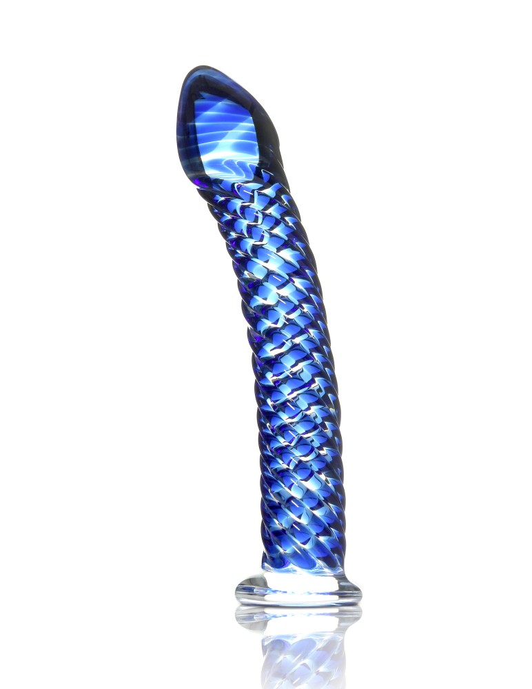 Icicles No 29 dildo sticla albastru temperature play detaliu textura stimulatoare