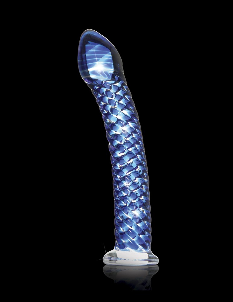 Dildo Sticla Icicles No 29 Albastru ventuza mains-free strap-on compatibil