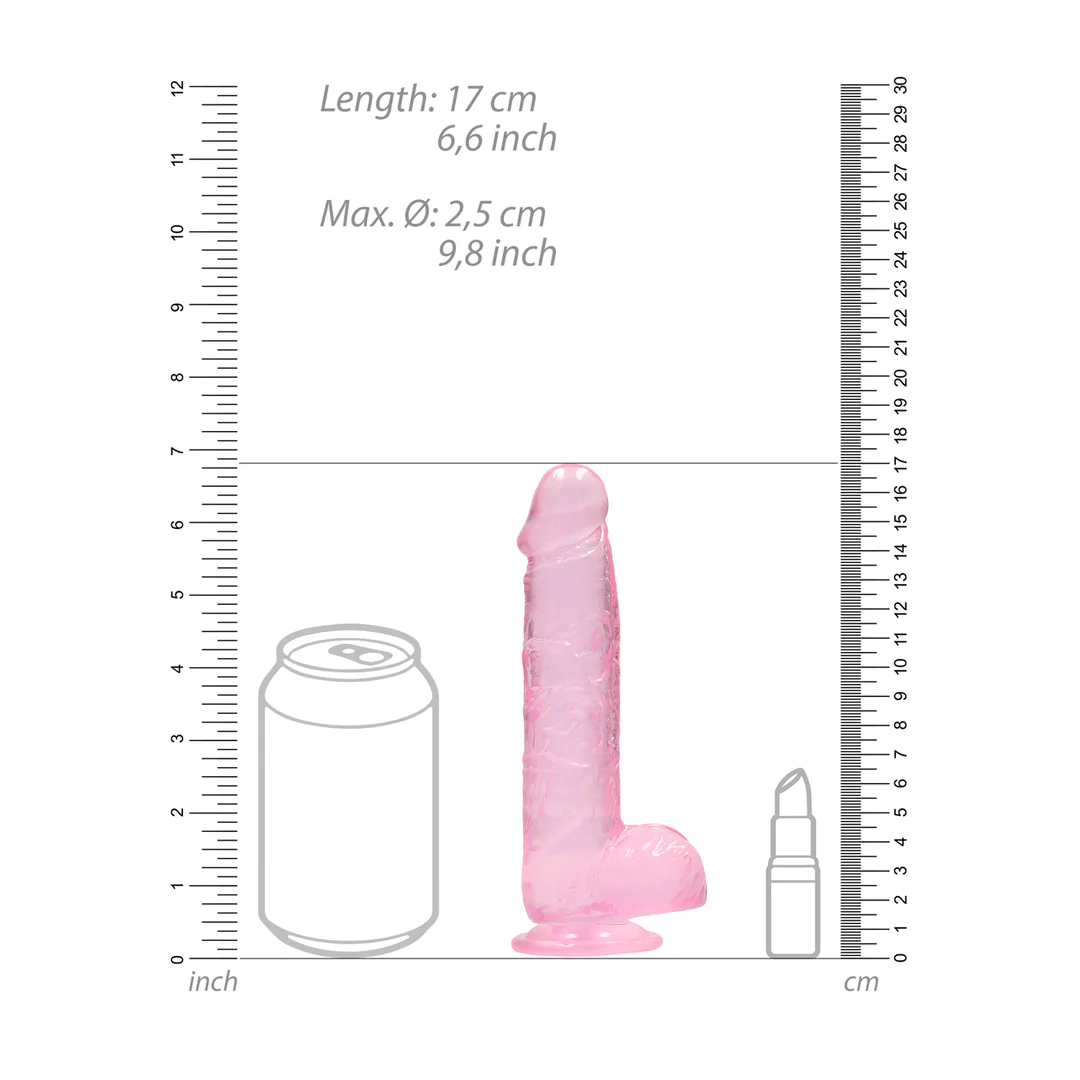 Detaliu al ventuzei robuste de la baza dildo-ului RealRock Crystal Clear roz