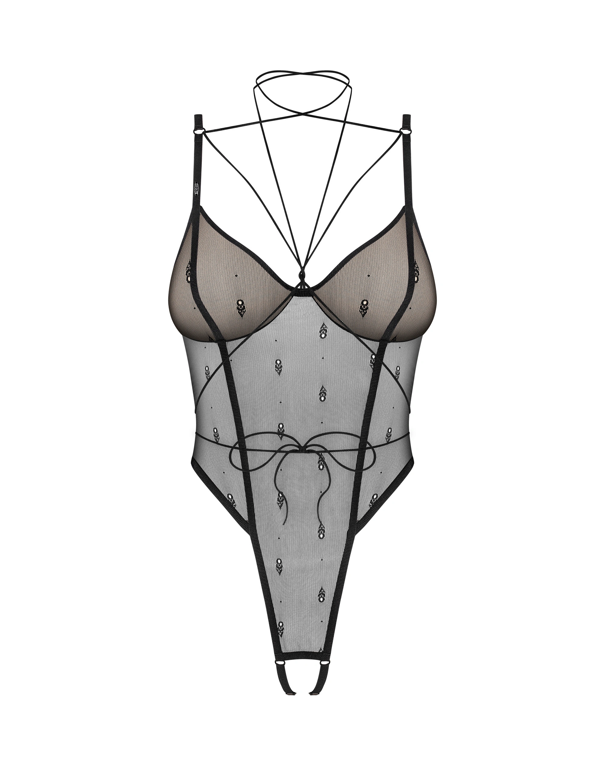 Body Obsessive Anniverse Silhouette - cupe bej plasa transparenta sigla jacquard detaliu