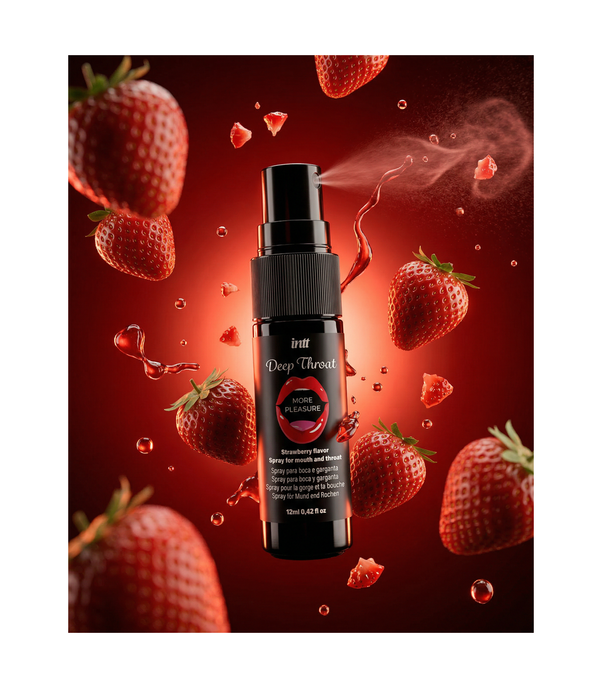 Spray INTT Deep Throat Strawberry 12ml flacon detaliu formula desensibilizanta