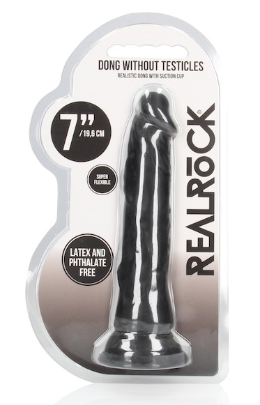 Dildo Realist Real Rock Skin 17 cm Negru cu Ventuza - vedere principala produs