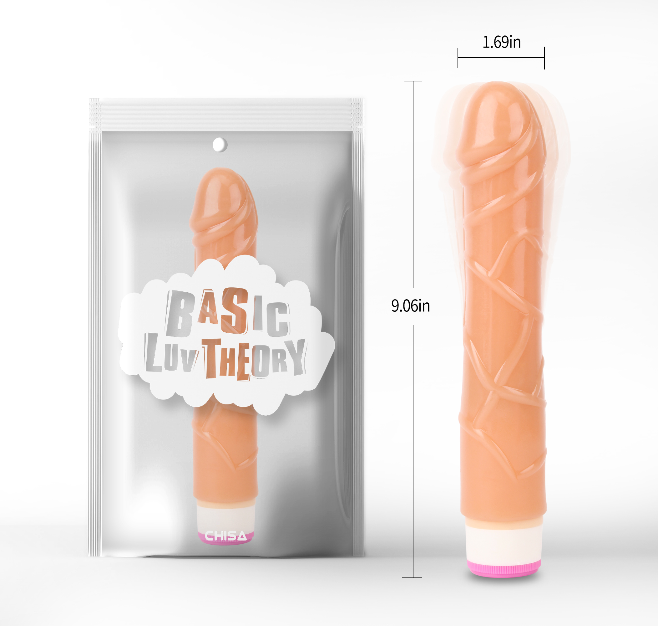 Vibrator realist Basic Pulsator Natural Flesh Chisa Novelties 23 cm - vedere frontala