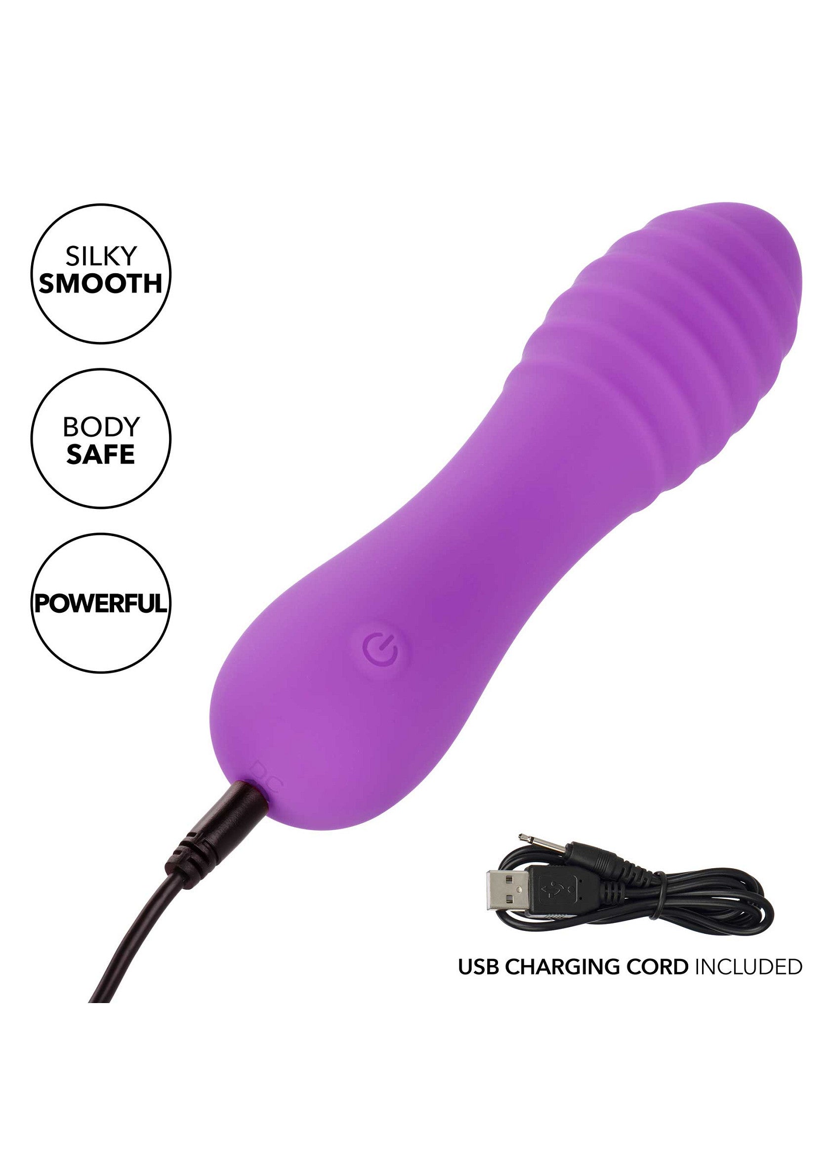 Vibrator Anal CalExotics Bliss Ripple Violet - material silicon neted, sigur pentru corp, putere mare, cablu USB de incarcare inclus