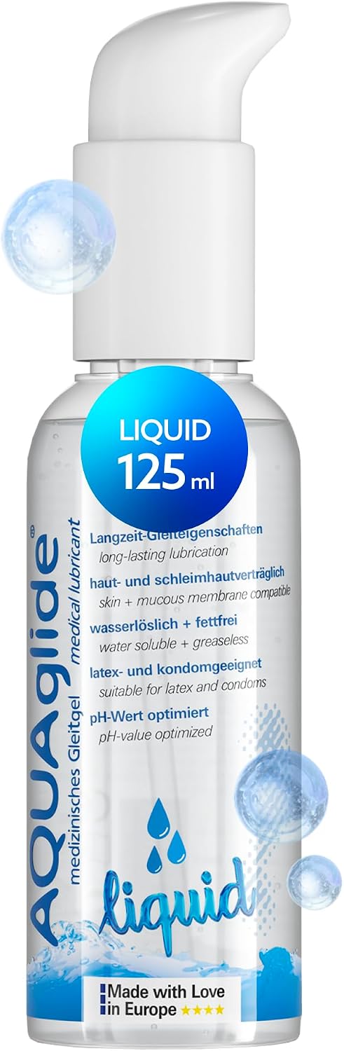 Lubrifiant JoyDivision AQUAglide Liquid 125ml pompita consistenta lichida crystal clear pH optim hipoalergenic fara parfum EAN 4028403118968