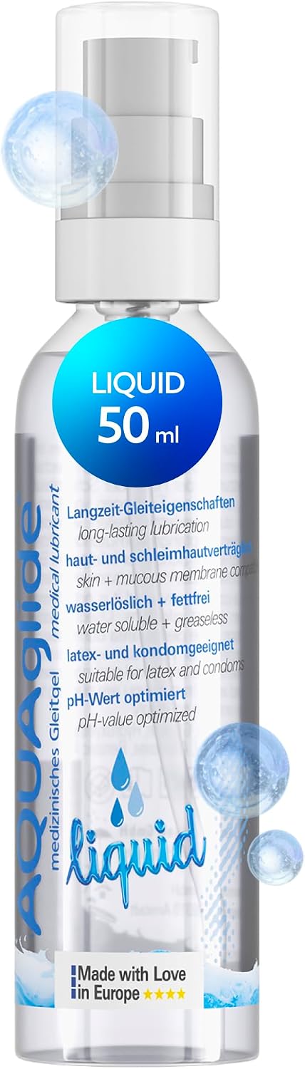 Lubrifiant JoyDivision AQUAglide Liquid 50ml pompita consistenta lichida crystal clear pH optim hipoalergenic fara parfum EAN 4028403117053