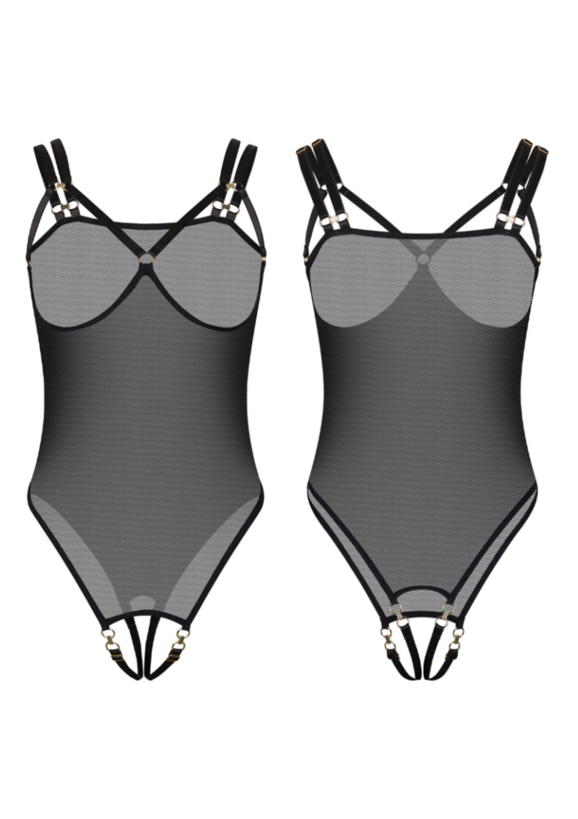 Body Piquant Cupless Crotchless Kinky Diva negru imagine suplimentara 6