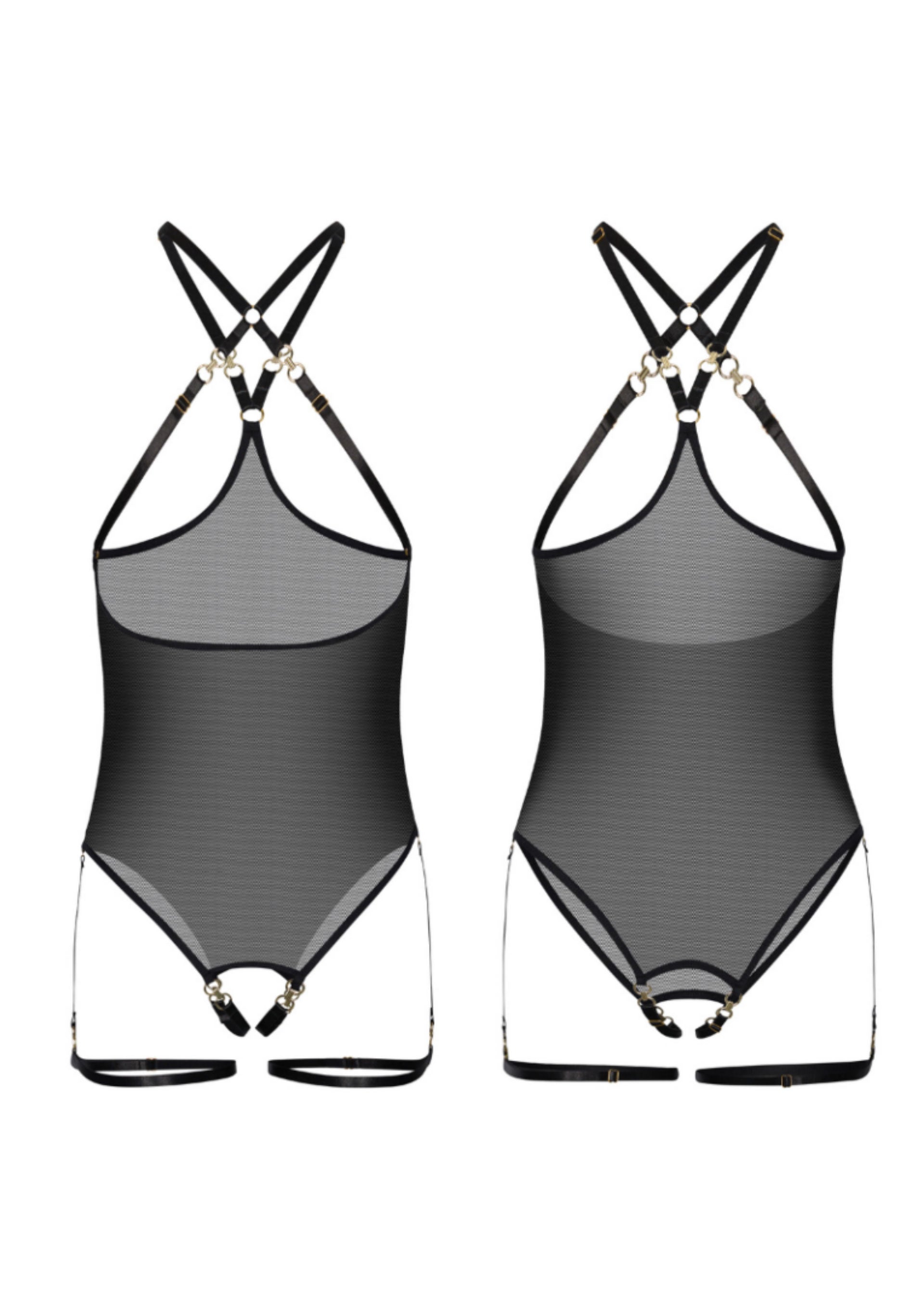 Body Risque Kinky Diva negru vedere spate curea talie ajustabila