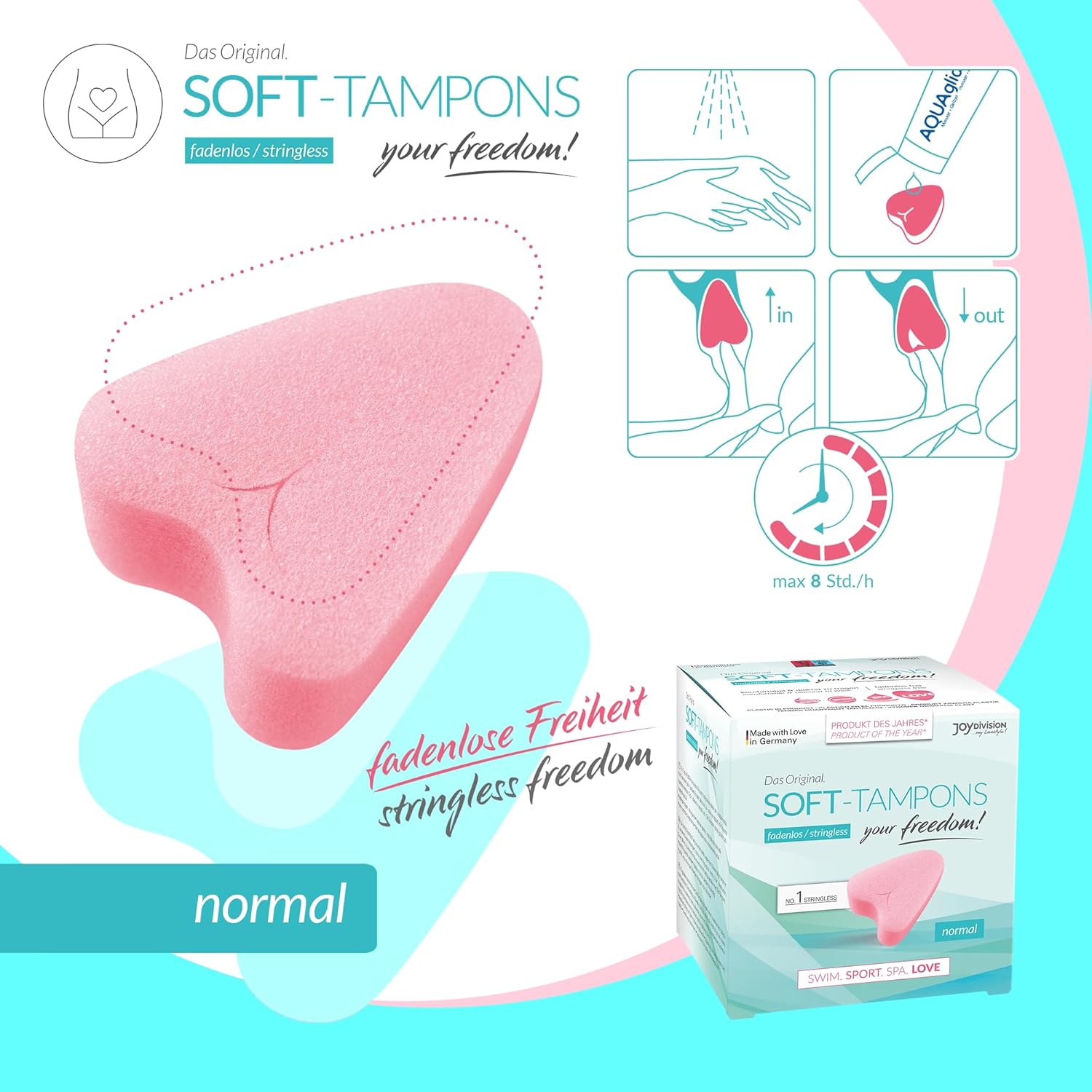 Soft Tampons Normal 3 buc JoyDivision - utilizare sauna inot sport intimitate