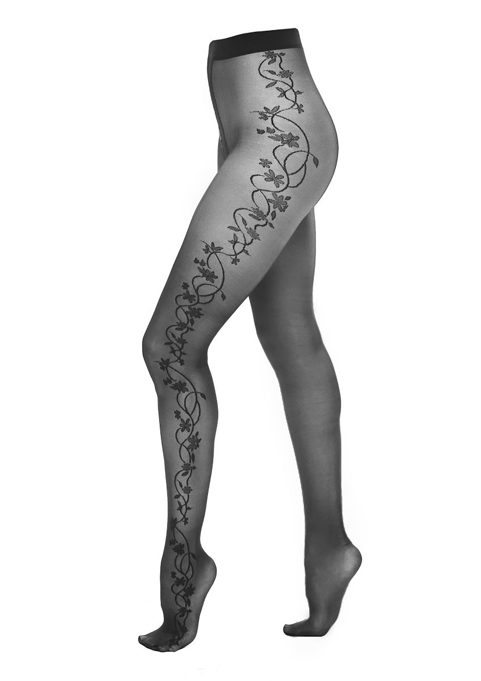 Kotek Tights T007 dresuri dama negru 20 DEN model floral calitate