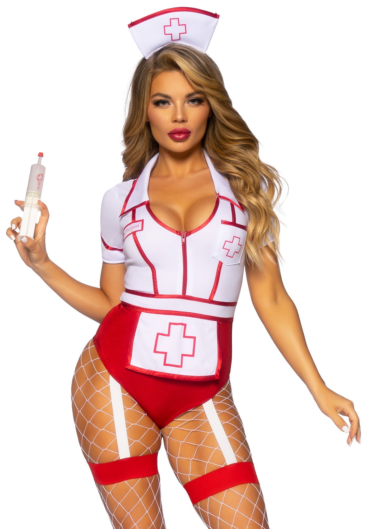 Costumatie Nurse Feelgood Leg Avenue alb, continutul pachetului