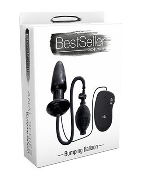 Dop anal gonflabil vibratii Bumping Balloon Toyz4Lovers 11 cm negru - vedere frontala