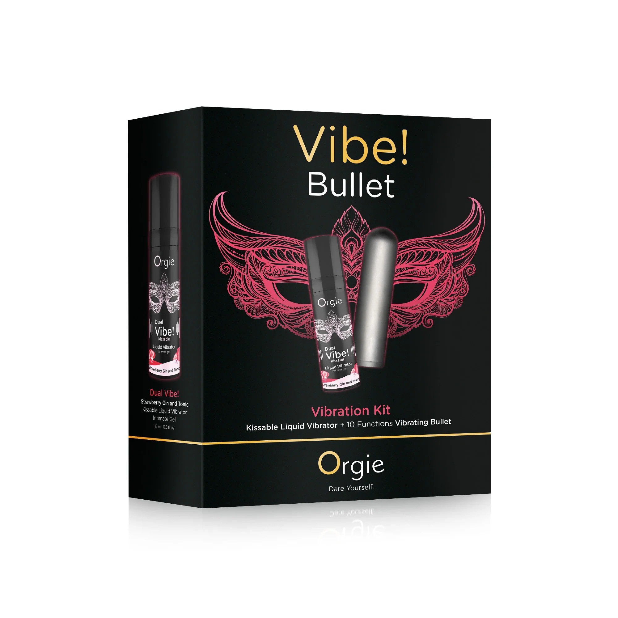 Kit Vibrator ORGIE Vibe! Bullet + Dual Vibe! Strawberry Gin and Tonic, cutia originala