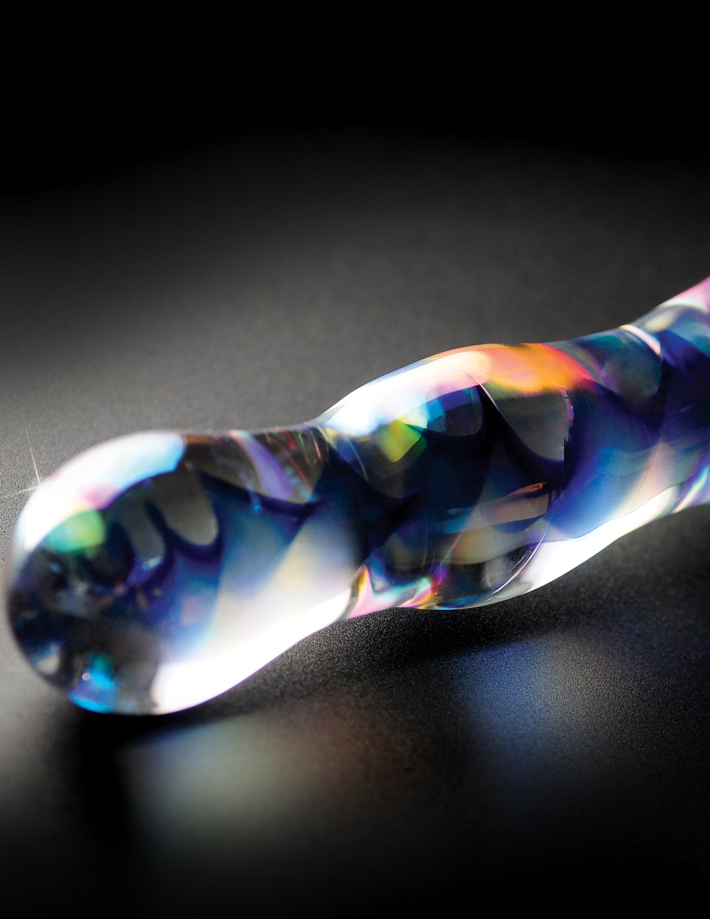 Icicles No 8 dildo sticla albastru argintiu vedere completa Pipedream