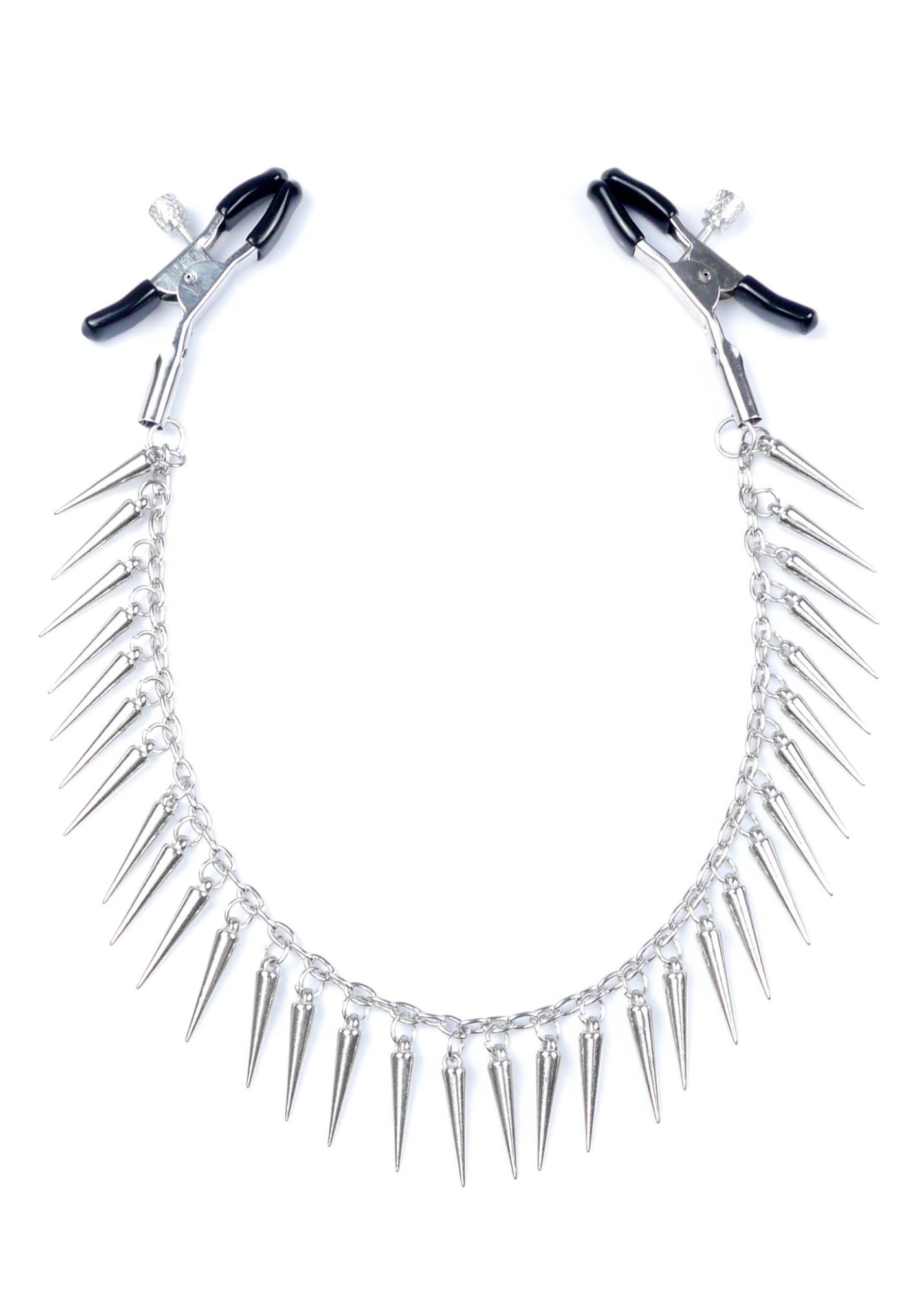 Cleme mameloane Exclusive Nipple Clamps No.10, lant cu franjuri de tepusi metalice