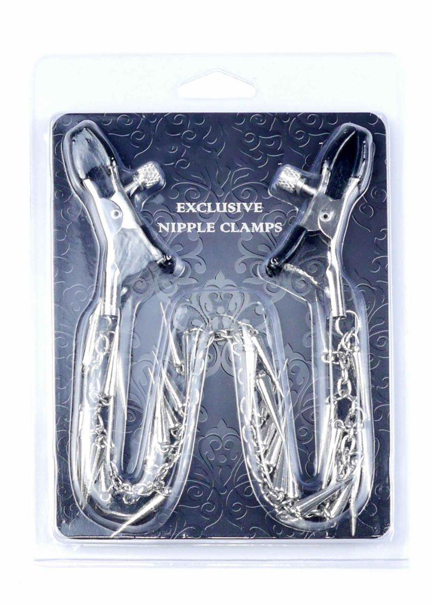 Ambalaj blister Exclusive Nipple Clamps, cele doua cleme cu lant vizibile in packaging
