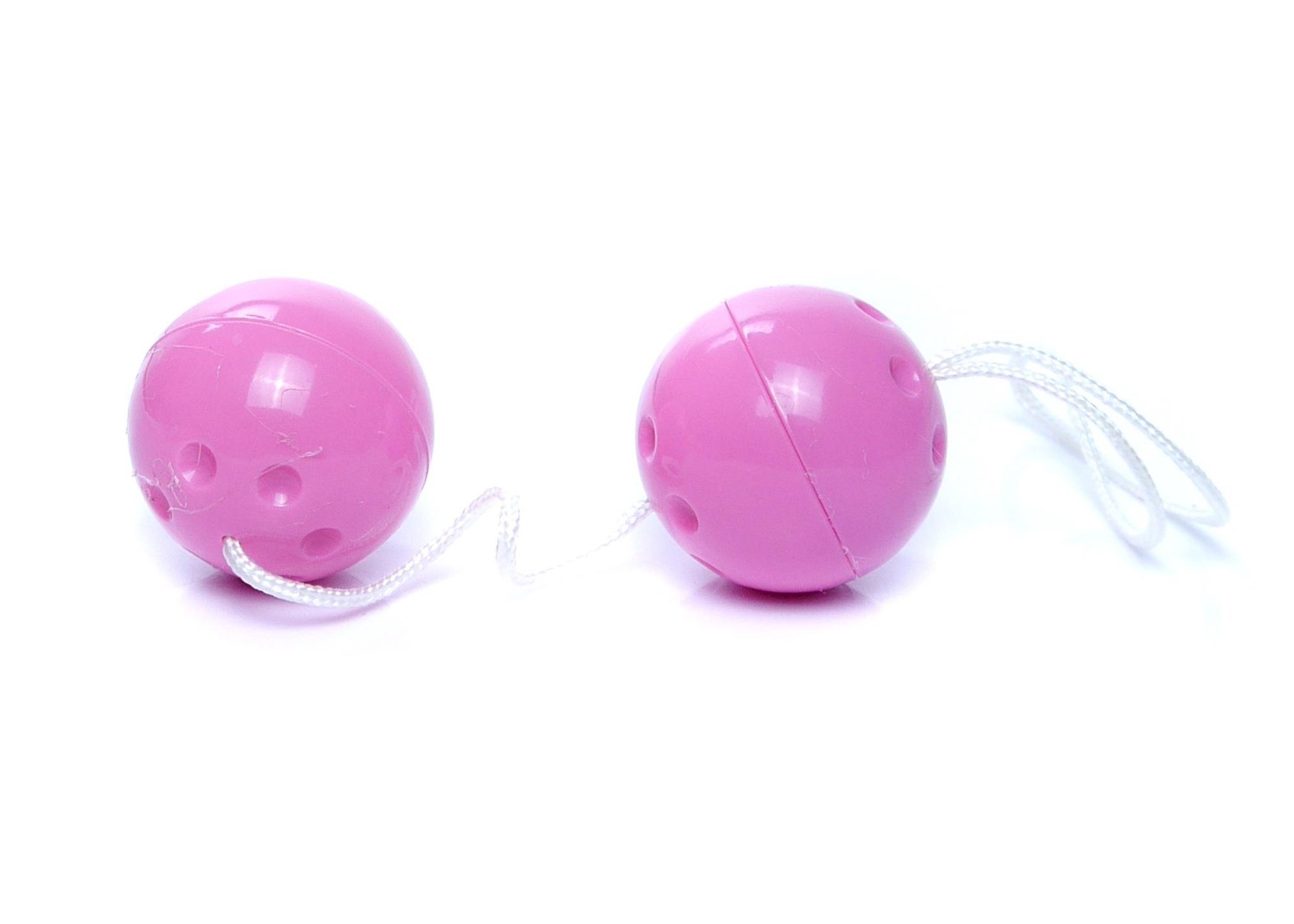 Bile Vaginale Duo Balls Purple, bile Geisha duble conectate prin snur de recuperare