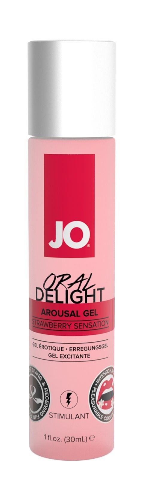JO Oral Delight Strawberry flacon lateral aroma capsuni gel stimulant preludiu oral System JO