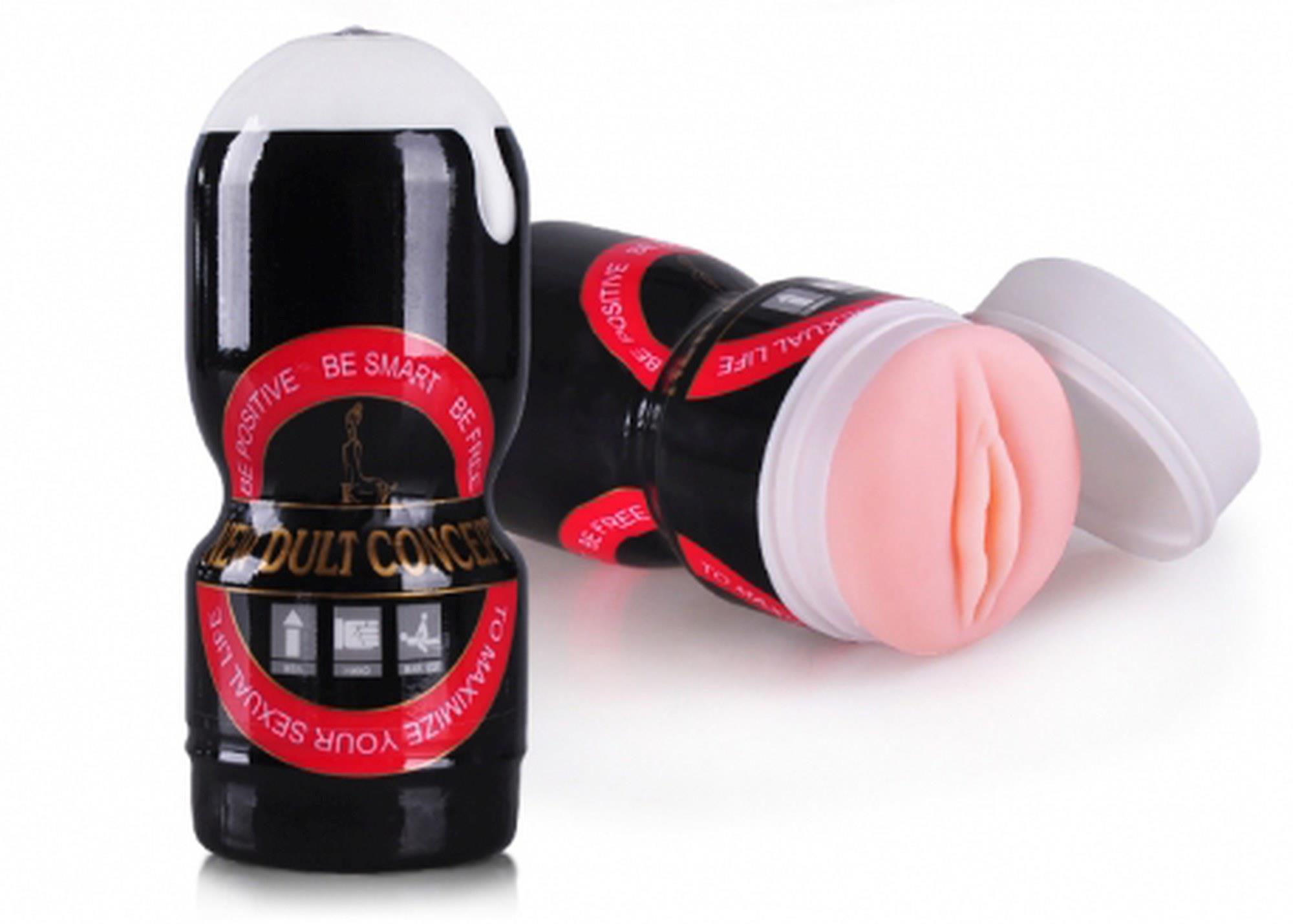 Masturbator New Adult Concept negru, banda rosie, capac detasabil