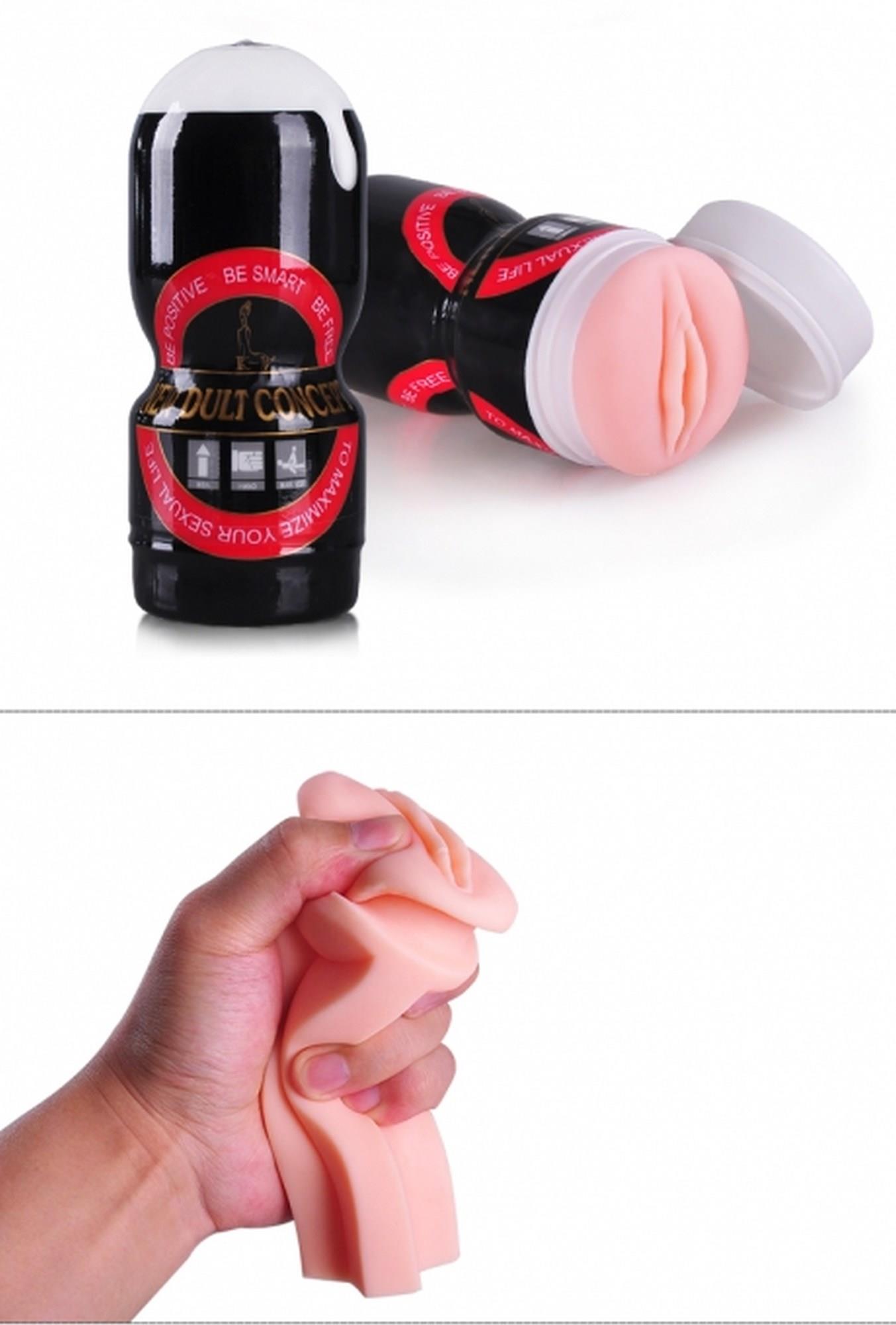 Masturbator Passion Cup Vagina 04, cupa TPE elastic tinuta in mana pentru a arata elasticitatea materialului