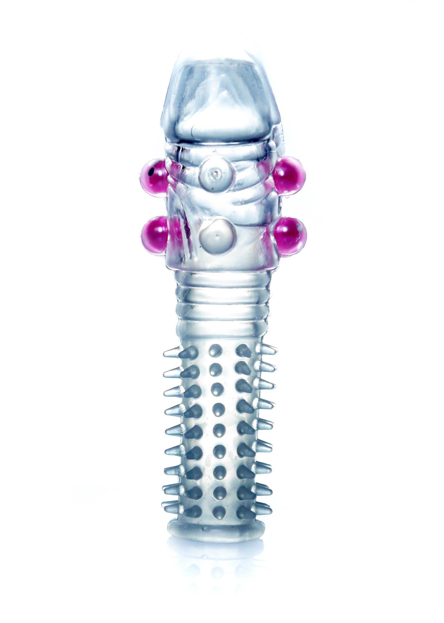 Detaliu al capului sleeve-ului, cu cele 4 bile roz-mov montate simetric pe striatiile in spirala