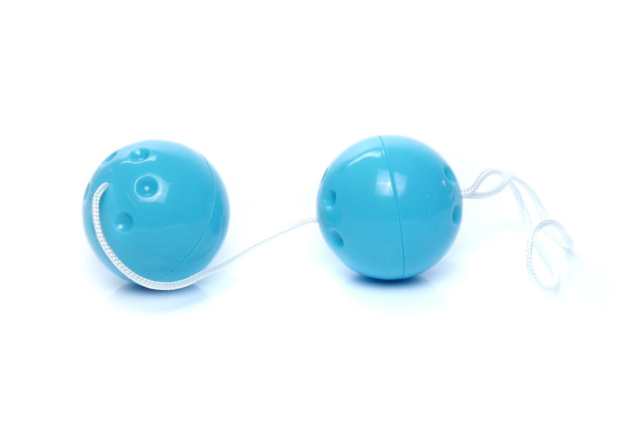 Bile vaginale Duo Balls albastru, cu cordon de recuperare