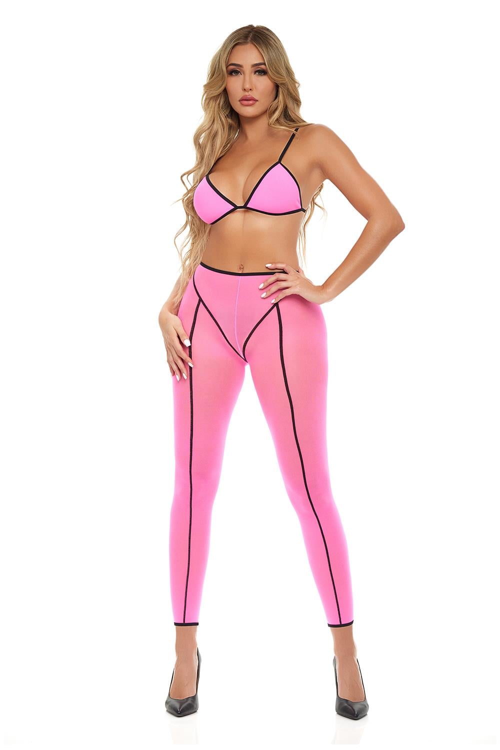 Set Lenjerie Roz Pink Lipstick Lingerie Double Vision