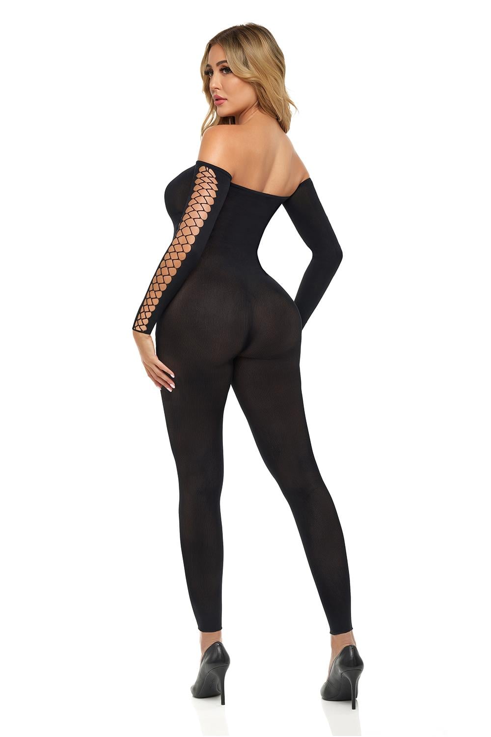 Bodystocking Spate Pink Lipstick Lingerie Boujee Gang Negru